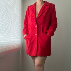 80s Vintage Kashmiracle by Wellington Wool Long Red Coat Jacket Red Size Large